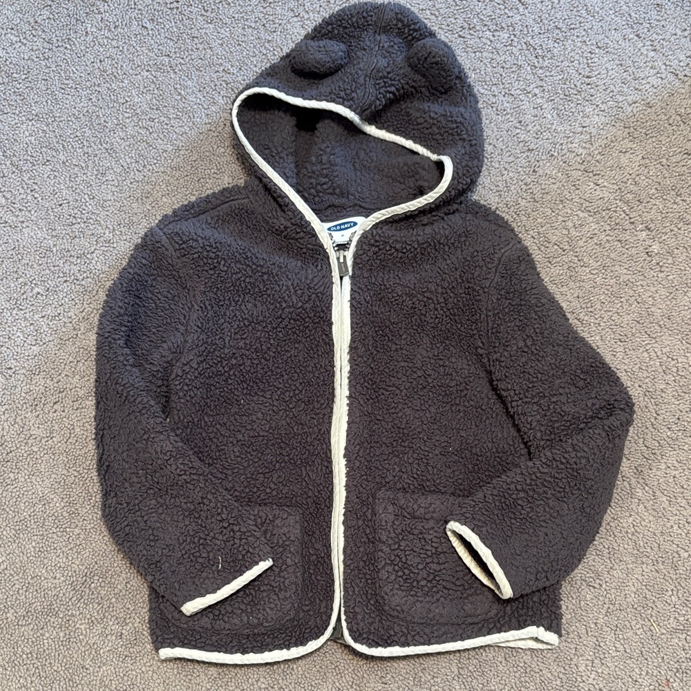 Old Navy Kids Sherpa Hoodie - Black and Cream